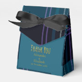 Aangepast Dank Je Wel Blauw Zwart Geruit Bedankdoosjes (Voorkant Zijde)