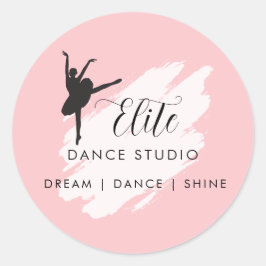 Aangepast dansstudio-logo gepersonaliseerd roze ba ronde sticker
