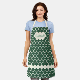 Aangepast Dark Charleston Green Ivory Trellis Patt Schort