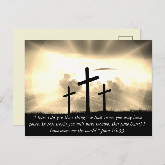 Aangepast dat ik de WO John 16:33 Bijbel heb verva Briefkaart (Voorkant / Achterkant)
