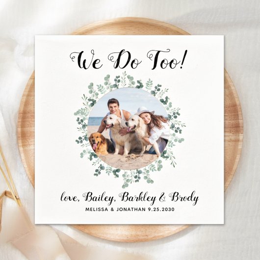 Aangepast dat we te Greenery Dog Foto Pet Wedding Servet