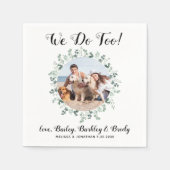 Aangepast dat we te Greenery Dog Foto Pet Wedding Servet (Voorkant)
