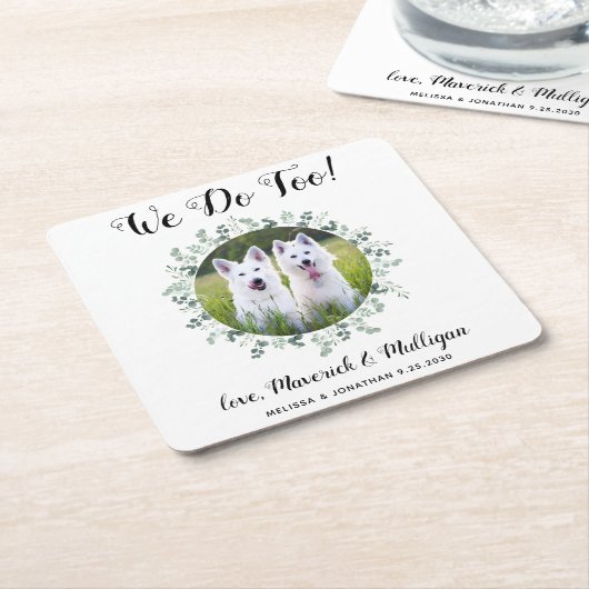 Aangepast dat we te veel eucalyptus Dog-fotowedden Kartonnen Onderzetters (Schuin)