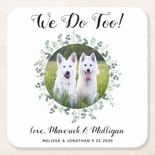 Aangepast dat we te veel eucalyptus Dog-fotowedden Kartonnen Onderzetters (Voorkant)