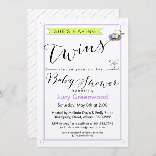 Aangepast dat ze Baby shower twee keer uitnodigt Kaart (Voorkant / Achterkant)