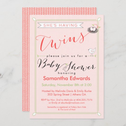 Aangepast dat ze Baby shower twee keer uitnodigt Kaart (Voorkant / Achterkant)