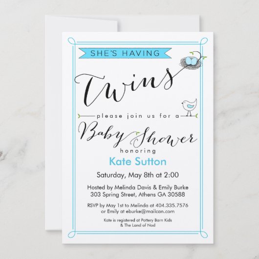 Aangepast dat ze Baby shower twee keer uitnodigt Kaart (Voorkant)