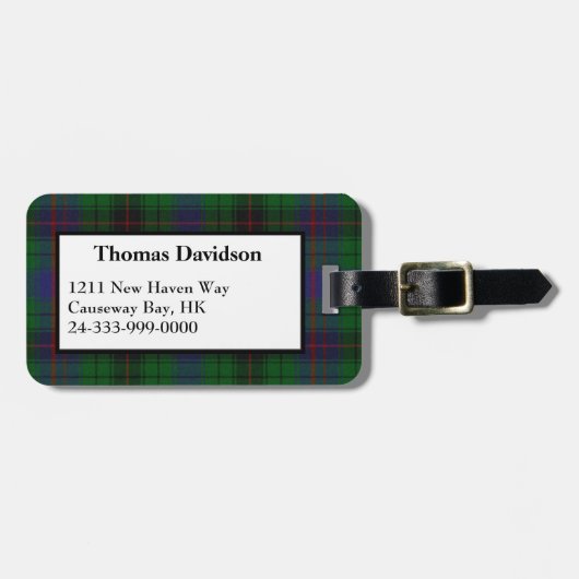 Aangepast Davidson Tartan Bagagelabel (Voorkant horizontaal)