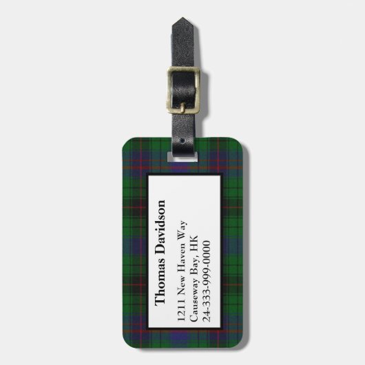 Aangepast Davidson Tartan Bagagelabel (Voorkant verticaal)