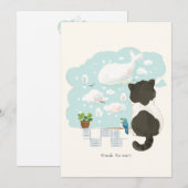 [Aangepast] De dag van een kat - Droomwolk staren Bedankkaart (Voorkant / Achterkant)