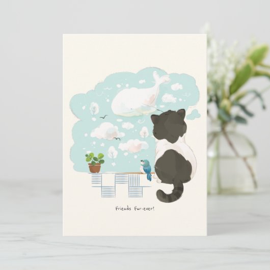 [Aangepast] De dag van een kat - Droomwolken bekij Bedankkaart (Staand voorkant)