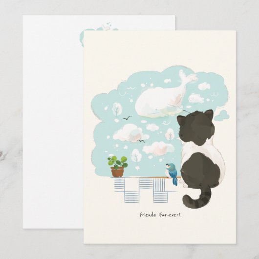 [Aangepast] De dag van een kat - Droomwolken bekij Bedankkaart (Voorkant / Achterkant)