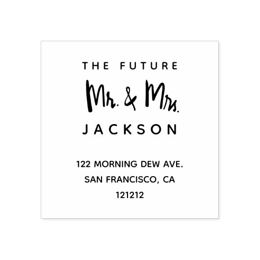 Aangepast De Toekomst Mr. en Mrs. Terugkeeradres Rubberstempel (Afrduk)