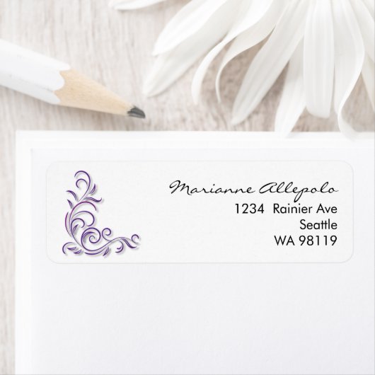 Aangepast decoratief scroll retouradres etiket (Insitu)