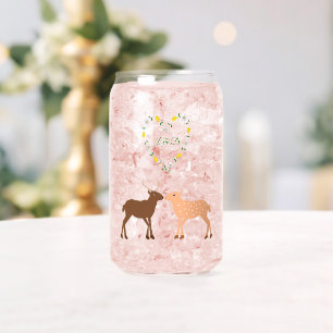 Aangepast deer Couple en Daisy Heart Blikvorm Glas