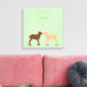 Aangepast deer Couple en Daisy Heart Canvas Afdruk (Insitu (Woonkamer))