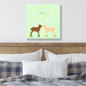 Aangepast deer Couple en Daisy Heart Canvas Afdruk (Insitu (Slaapkamer))