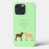 Aangepast deer Couple en Daisy Heart Case-Mate iPhone Case (Achterkant)