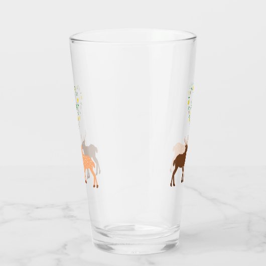 Aangepast deer Couple en Daisy Heart Glas (Rechts)