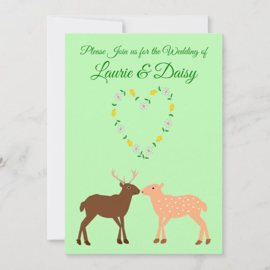 Aangepast deer Couple en Daisy Heart Kaart (Voorkant)