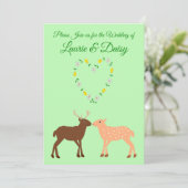 Aangepast deer Couple en Daisy Heart Kaart (Staand voorkant)