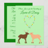 Aangepast deer Couple en Daisy Heart Kaart (Voorkant / Achterkant)