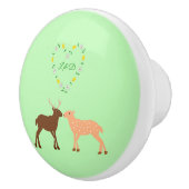 Aangepast deer Couple en Daisy Heart Keramische Knop (Rechts)