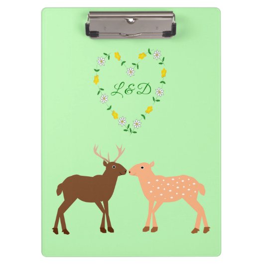Aangepast deer Couple en Daisy Heart Klembord (Voorkant)