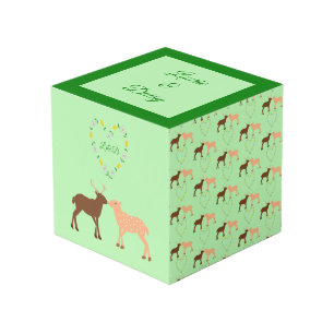 Aangepast deer Couple en Daisy Heart Kubus