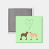 Aangepast deer Couple en Daisy Heart Magneet (Voorkant / Achterkant)