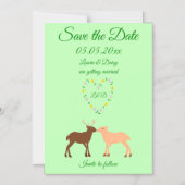 Aangepast deer Couple en Daisy Heart Magnetische Uitnodiging (Voorkant)