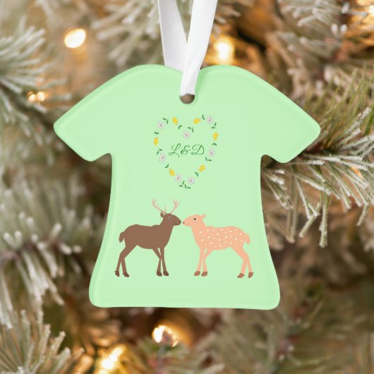 Aangepast deer Couple en Daisy Heart Ornament (Boom)