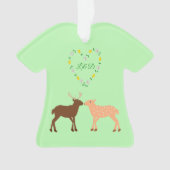 Aangepast deer Couple en Daisy Heart Ornament (voorkant)