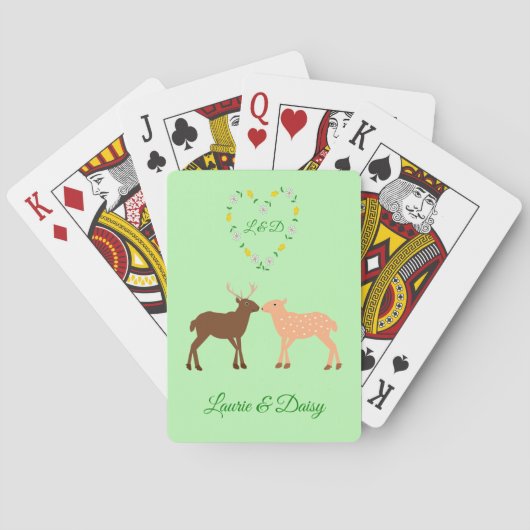 Aangepast deer Couple en Daisy Heart Pokerkaarten (Achterkant)