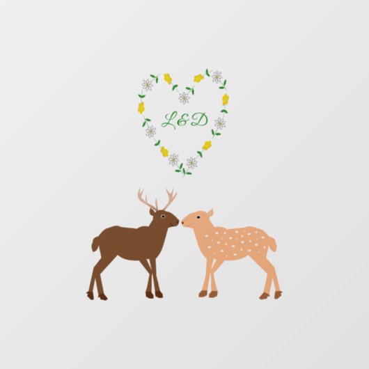 Aangepast deer Couple en Daisy Heart Raamsticker (Vel)