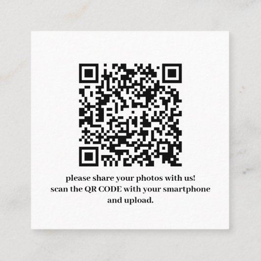 Aangepast delen van de Liefde QR-code Foto delen Vierkante Visitekaartje (Achterkant)