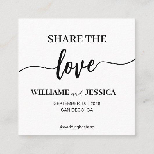 Aangepast delen van de Liefde QR-code Foto delen Vierkante Visitekaartje (Voorkant)