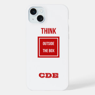 Aangepast denken buiten doos monogram iPhone 15 plus case