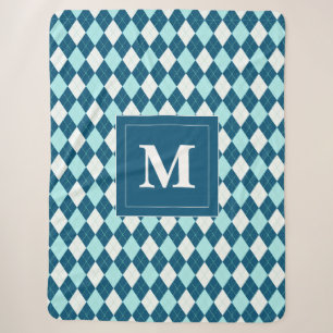 aangepast diamantpatroon levendig blauw turquoise sherpa deken