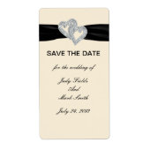 Aangepast diamantzwart lint bespaart op datum-stic etiket (Voorkant)