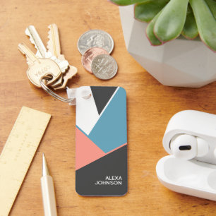 Aangepast digitaal geometrisch heupblokpatroon sleutelhanger