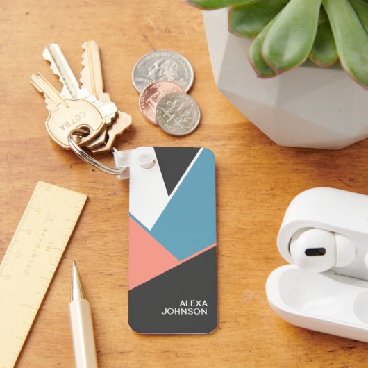 Aangepast digitaal geometrisch heupblokpatroon sleutelhanger (Bureau)