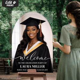 Aangepast diploma-acrylboogbord, foto-welkom acryl bord