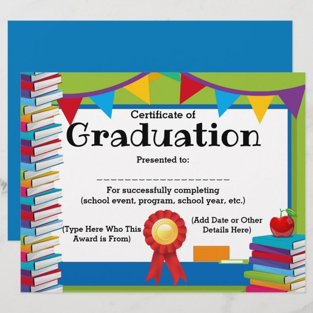 Aangepast diploma voor kinderen 22x28 cm (Voorkant / Achterkant)