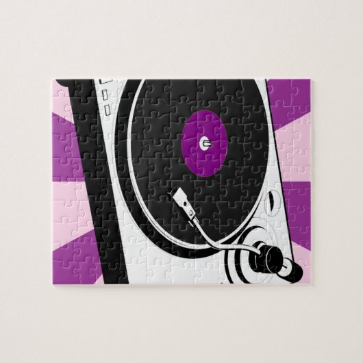 Aangepast Disco-Platenspeler Retro Record Legpuzzel (Horizontaal)