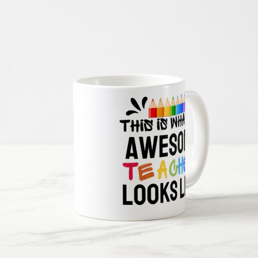 Aangepast dit is hoe een Geweldige leraar eruitzie Koffiemok (Voorkant rechts)