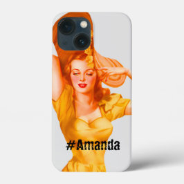 Aangepast DIY Monogrammen  schattige dame geel Case-Mate iPhone Case