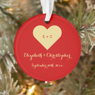 Aangepast doe Mr Mrs Wedding Name Date Heart Monog Ornament
