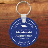 Aangepast donker blauw HALLELUJAH Christelijk Afst Sleutelhanger (Voorkant)