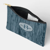 Aangepast donker Blauwgroen blauw houtnerfpatroon Etui (Open)